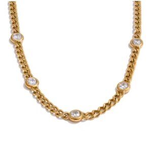 Necklace, Gold Chain, Women's Jewelry, Gold Jewelry CZ Chain